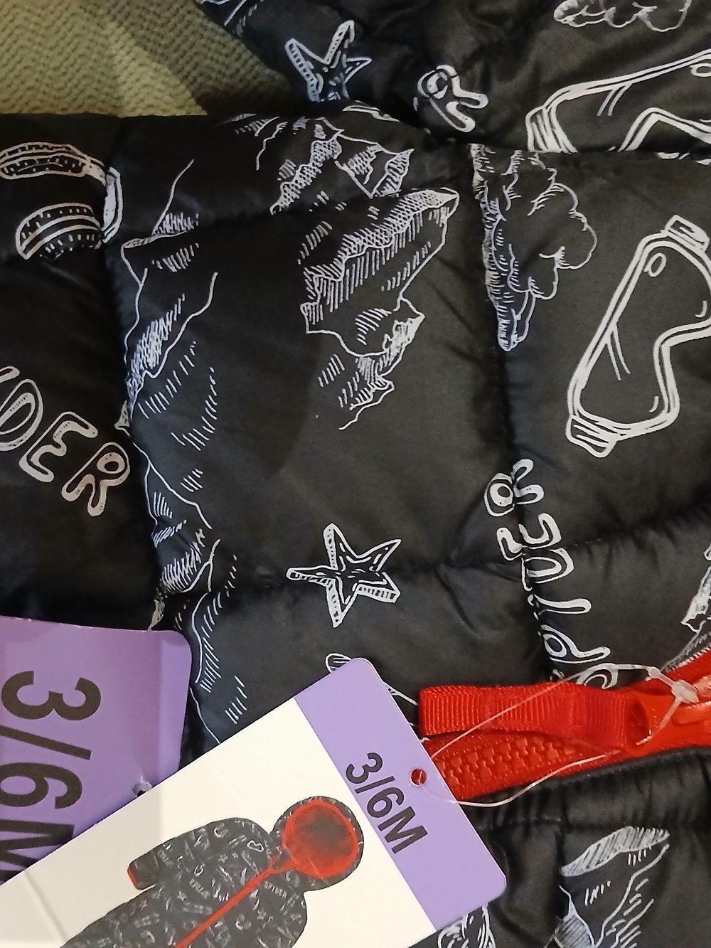 Spyder Black and Red Infant Snowsuit NWT White Graphics Red Fleece Lining 3-6 M - Picture 6 of 6